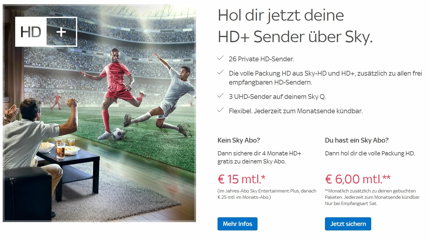 HD+ bei Sky - Infos zu HD+ HD & UHD-Sendern, Preise & Buchung